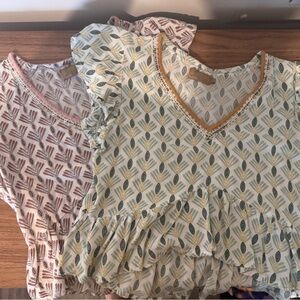 Skemo Women's Tops - Cream and Tan Patterns